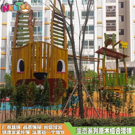 亞太商谷小區美式風格實木組合滑梯_樂圖非標游樂